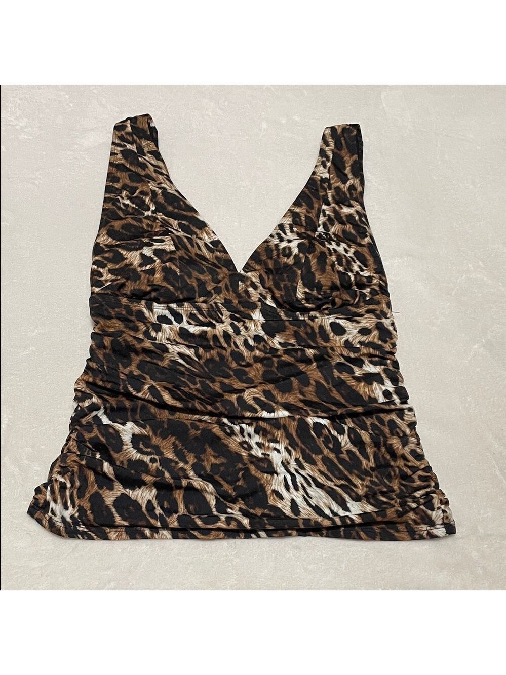 Inches Off Leopard Print Tankini Swim Top Sz 10